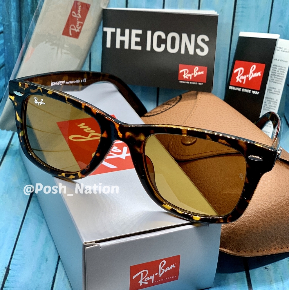 FREE SHIPPING RayBan Wayfarer Tortoise Brown RB2140 Classic New - Picture 7 of 14